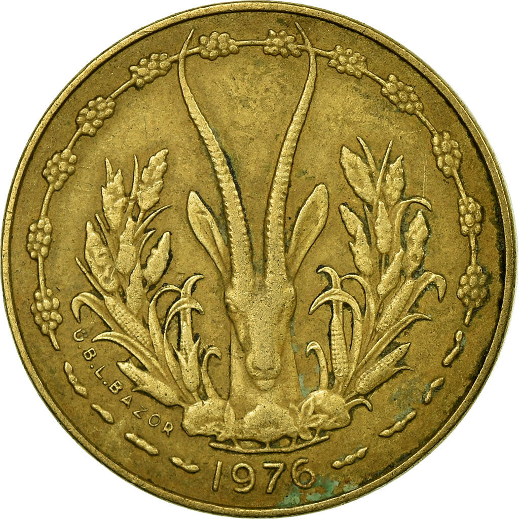 Coin, West African States, 5 Francs, 1976, Paris, VF(30-35)