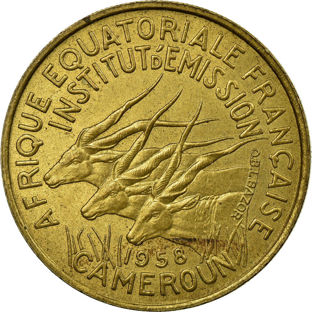 Coin, Cameroon, 25 Francs, 1958, Paris, EF(40-45), Aluminum-Bronze, KM:12