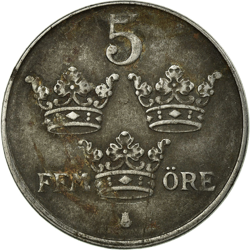 Coin, Sweden, Gustaf V, 5 Öre, 1945, VF(20-25), Iron, KM:812
