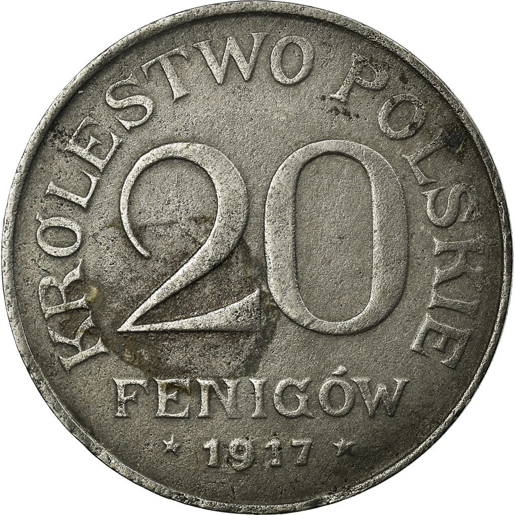 Coin, Poland, 20 Fenigow, 1917, Stuttgart, Germany, VF(30-35), Iron, KM:7