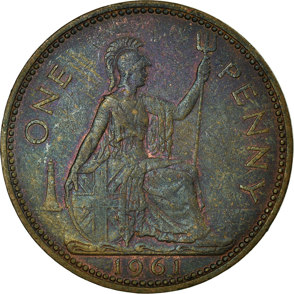 Coin, Great Britain, Elizabeth II, Penny, 1961, VF(30-35), Bronze, KM:897