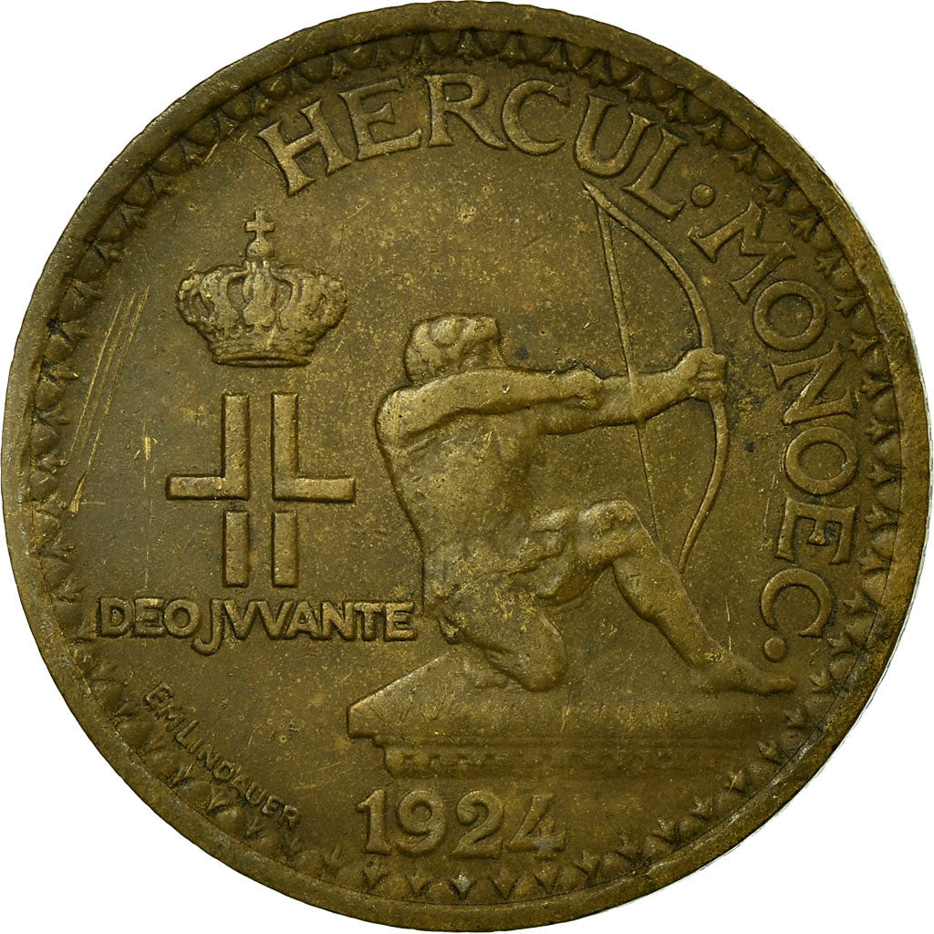 Münze, Monaco, Louis II, Franc, 1924, Poissy, S+, Aluminum-Bronze, KM:111