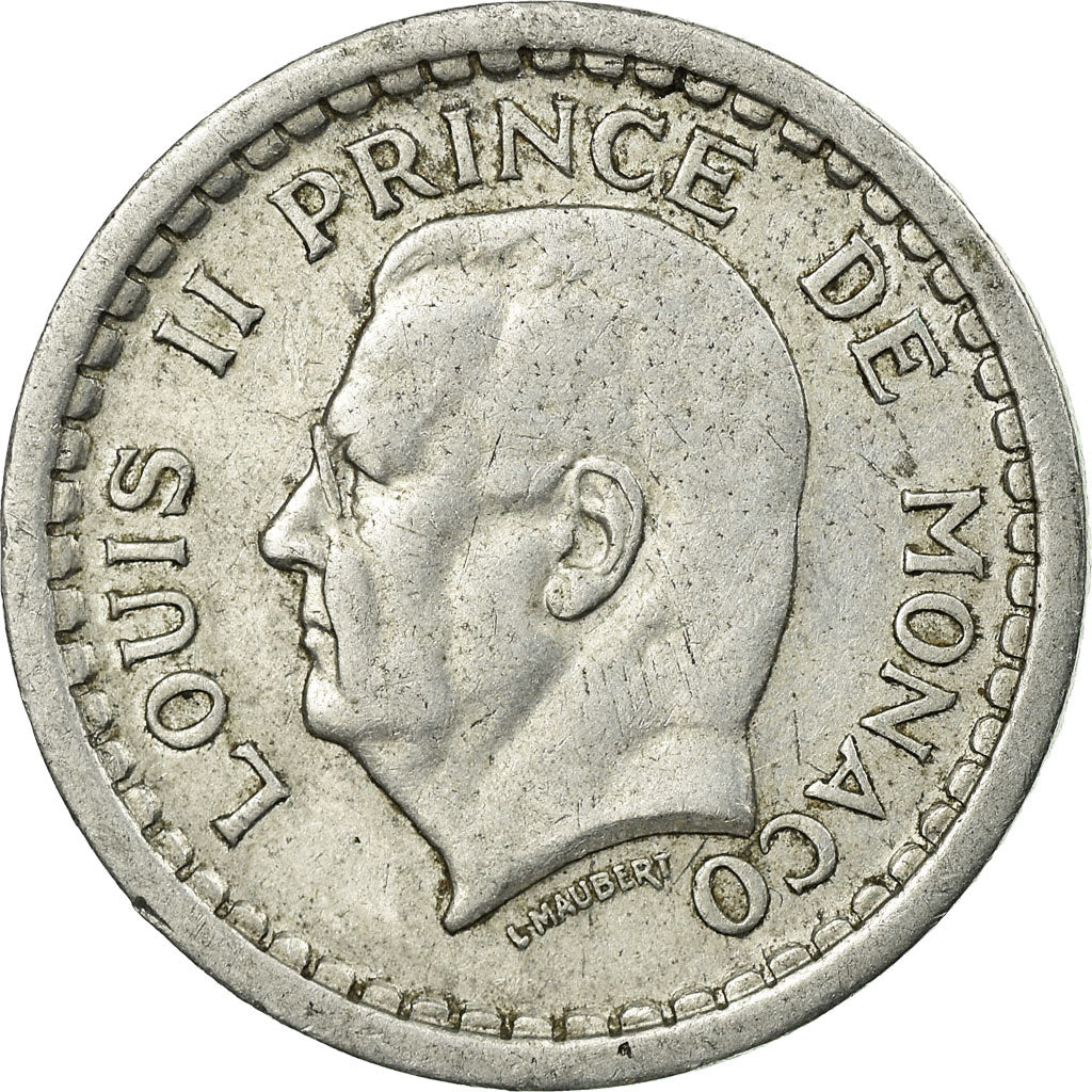 Coin, Monaco, Louis II, Franc, Undated (1943), Paris, EF(40-45), Aluminum
