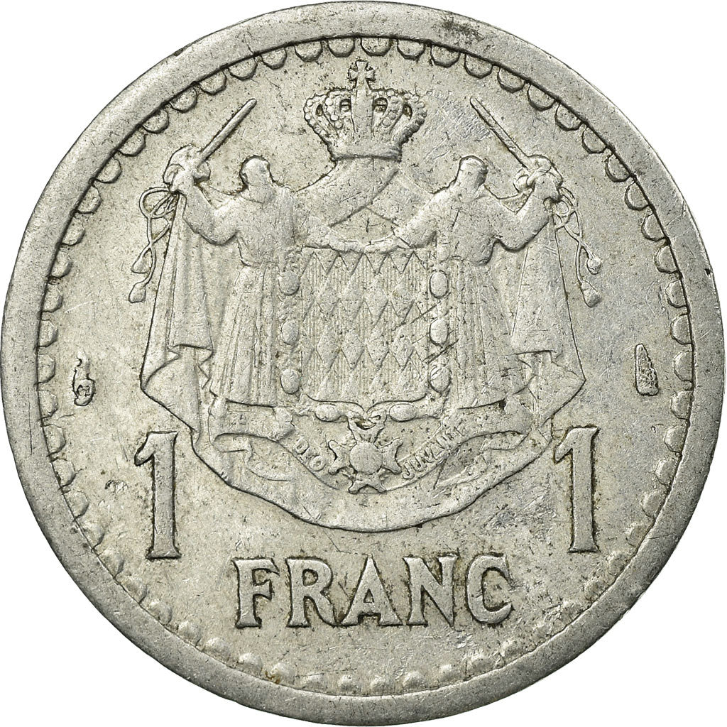Coin, Monaco, Louis II, Franc, Undated (1943), Paris, EF(40-45), Aluminum