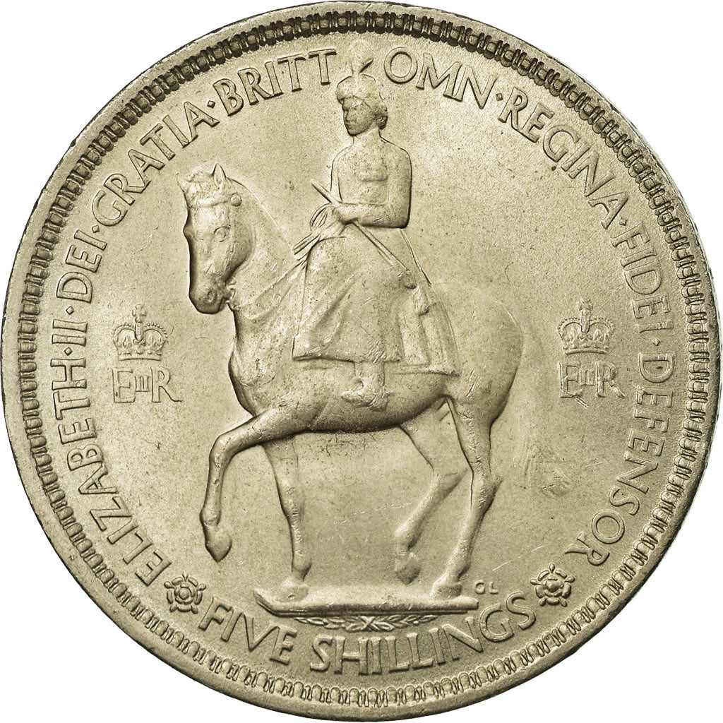 Coin, Great Britain, Elizabeth II, Crown, 1953, EF(40-45), Copper-nickel, KM:894