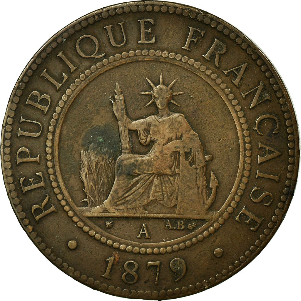 Coin, FRENCH COCHIN CHINA, Cent, 1879, Paris, VF(30-35), Bronze, KM:3