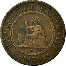 Coin, FRENCH COCHIN CHINA, Cent, 1879, Paris, VF(30-35), Bronze, KM:3