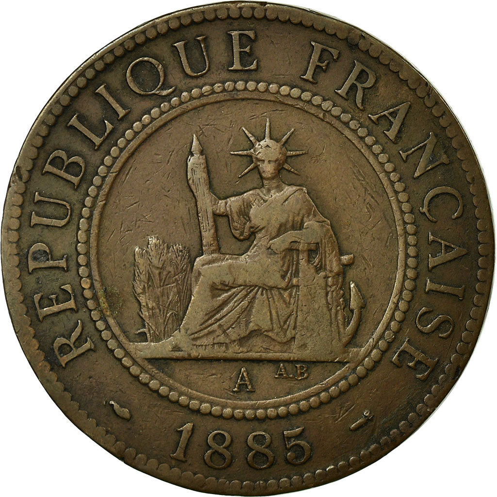 Coin, FRENCH COCHIN CHINA, Cent, 1885, Paris, EF(40-45), Bronze, KM:3