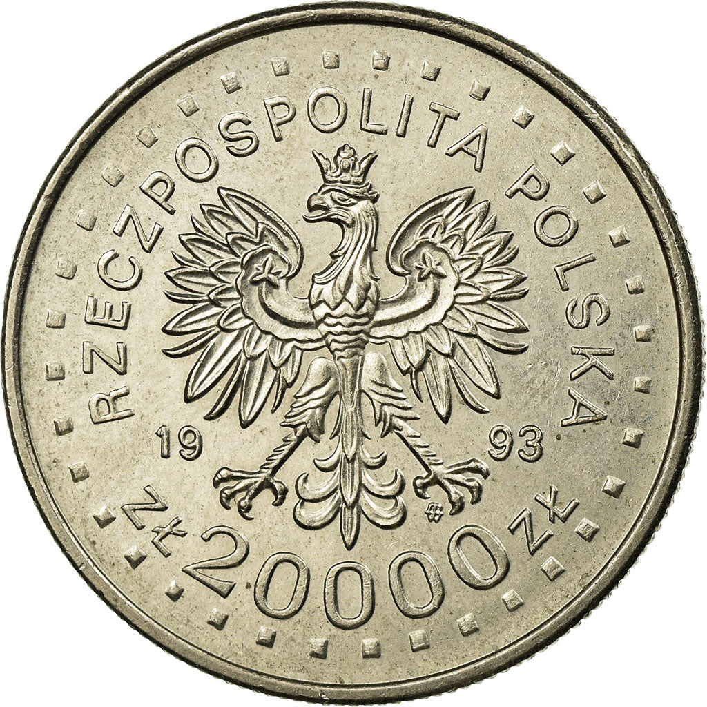 Coin, Poland, 20000 Zlotych, 1993, Warsaw, EF(40-45), Copper-nickel, KM:261