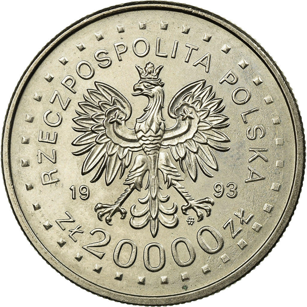 Moneda, Polonia, 20000 Zlotych, 1993, Warsaw, MBC, Cobre - níquel, KM:261