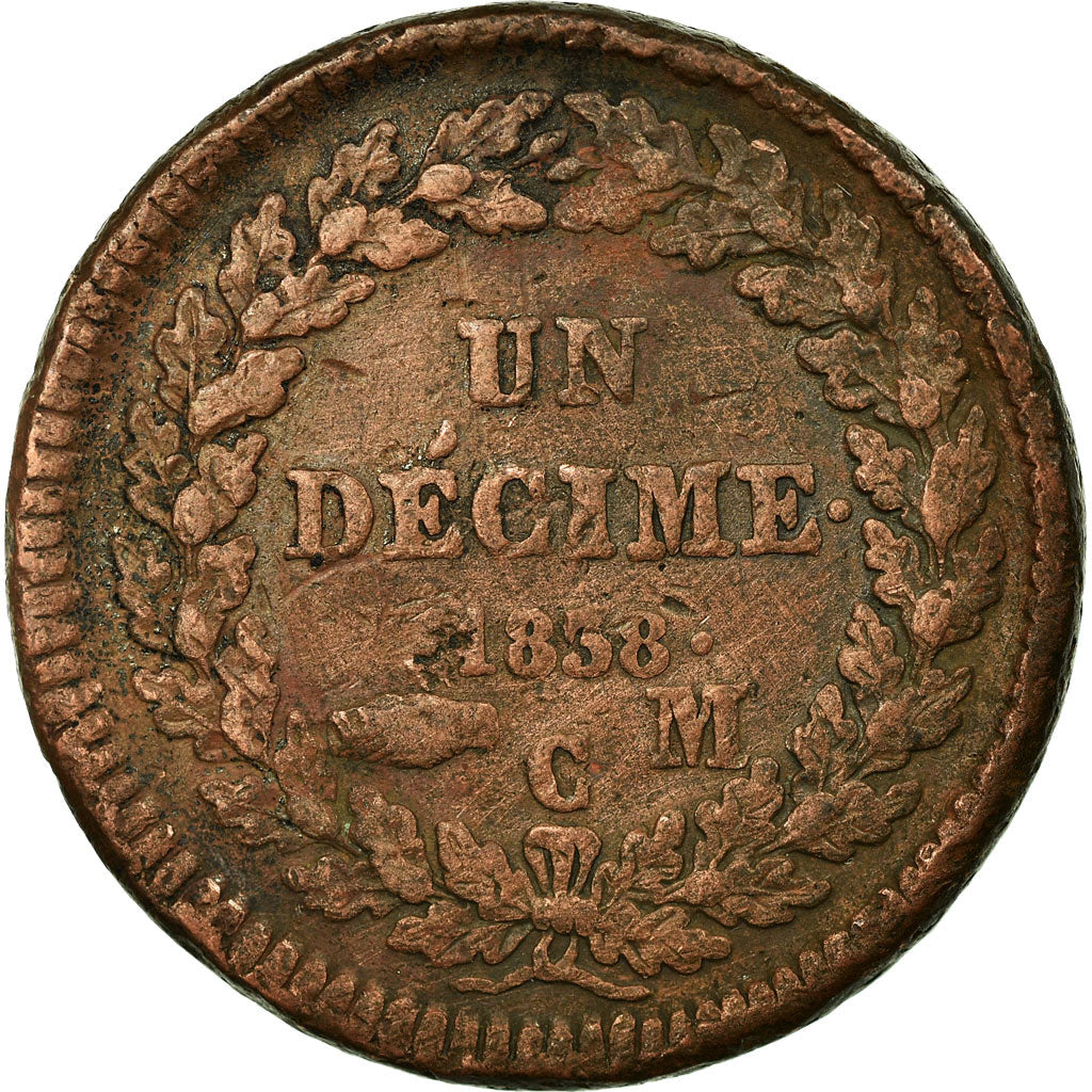 Moneta, Monaco, Honore V, Decime, 1838, Monaco, MB+, Rame, KM:97.1, Gadoury:105