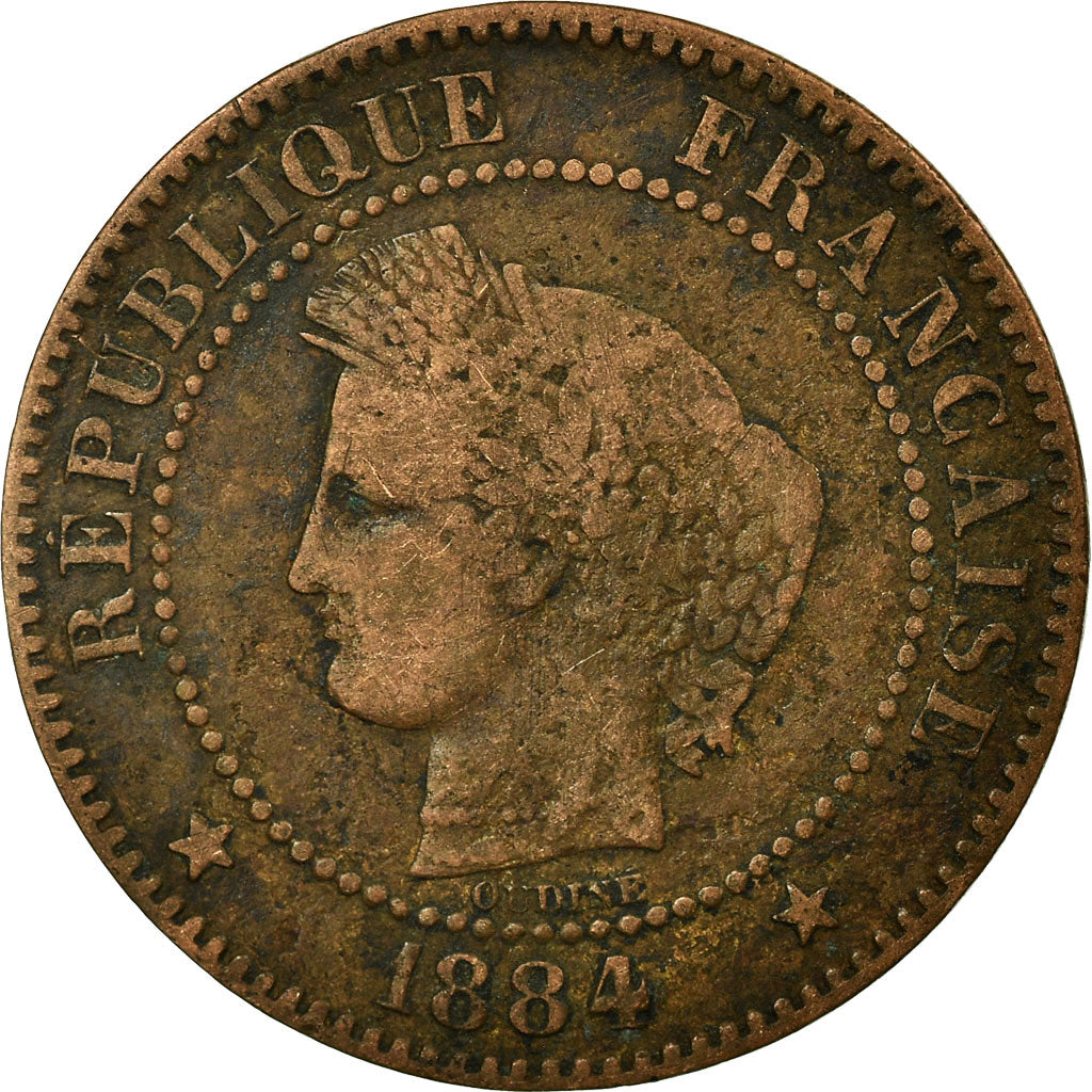 Coin, France, Cérès, 2 Centimes, 1884, Paris, VF(30-35), Bronze, KM:827.1