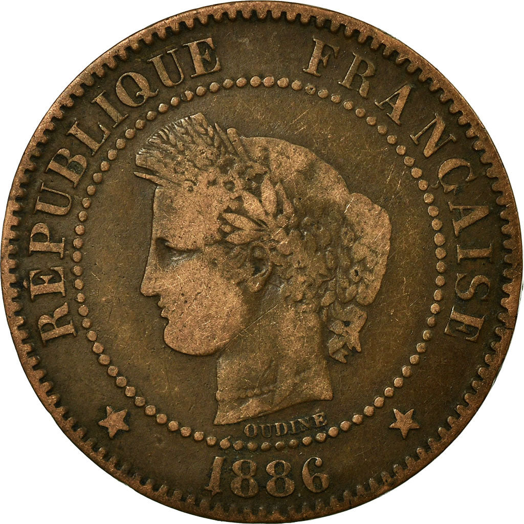 Monnaie, France, Cérès, 2 Centimes, 1886, Paris, TB, Bronze, Gadoury:105