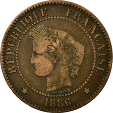Monnaie, France, Cérès, 2 Centimes, 1886, Paris, TB, Bronze, Gadoury:105