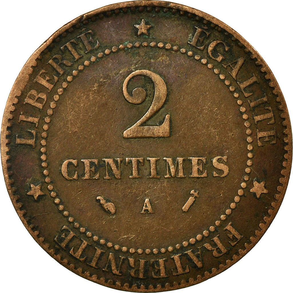 Monnaie, France, Cérès, 2 Centimes, 1892, Paris, TB+, Bronze, Gadoury:105