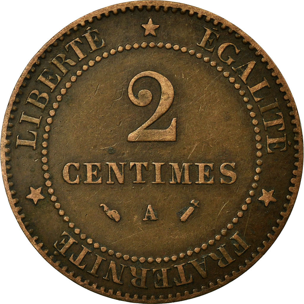 Monnaie, France, Cérès, 2 Centimes, 1892, Paris, TB, Bronze, Gadoury:105