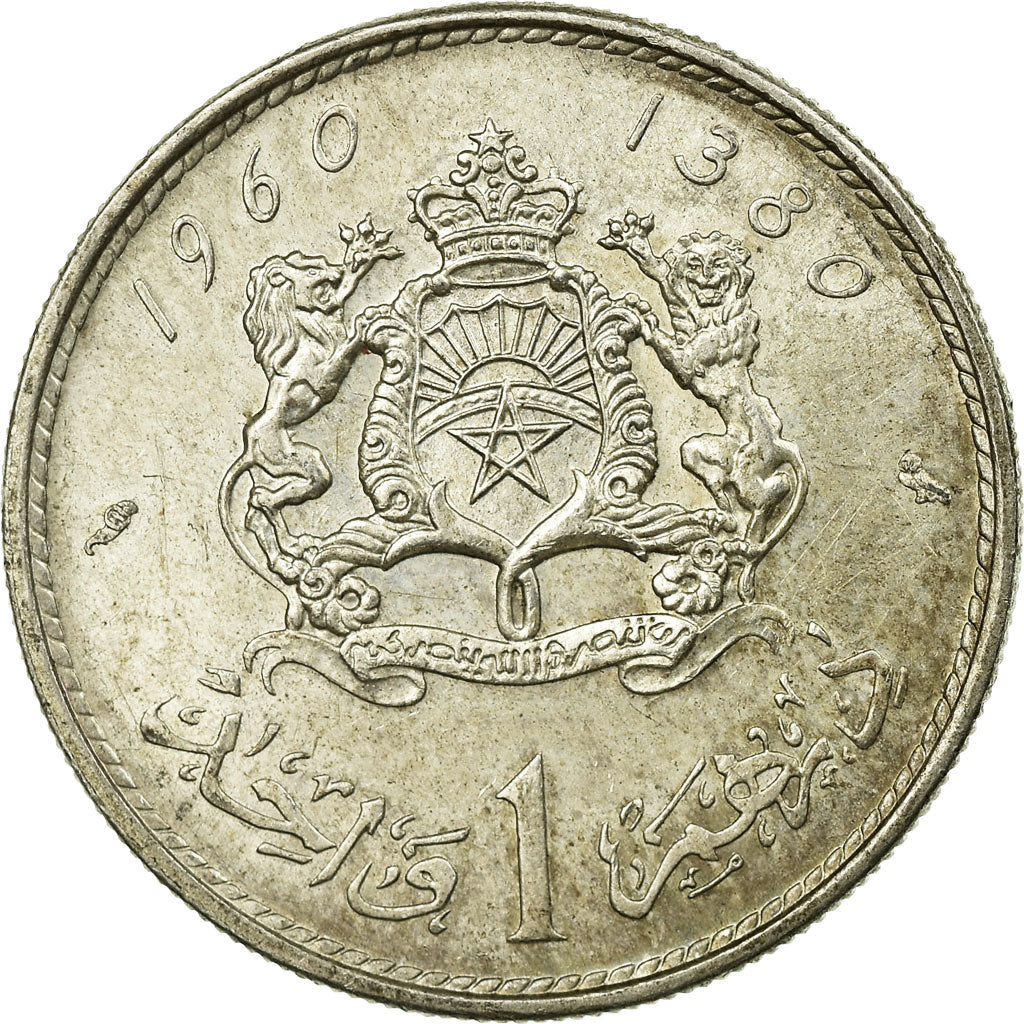 Moneta, Marocco, Mohammed V, Dirham, 1960, Paris, MB+, Argento, KM:55