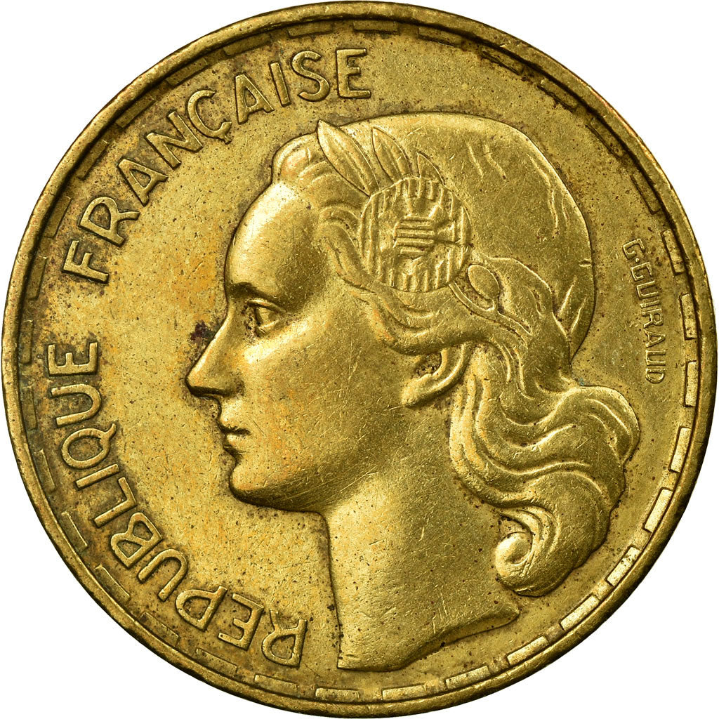 Moneta, Francia, Guiraud, 50 Francs, 1954, Paris, MB+, Alluminio-bronzo
