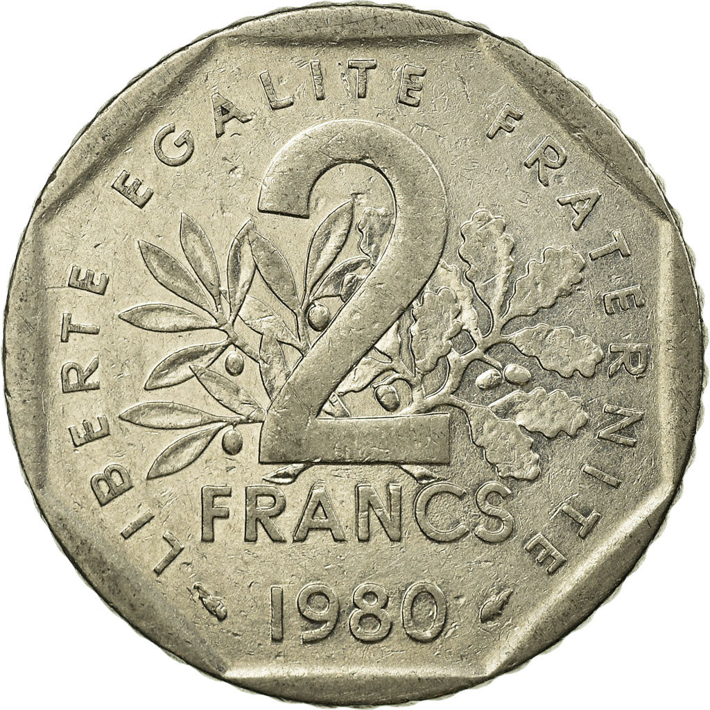 Moneta, Francia, Semeuse, 2 Francs, 1980, Paris, MB+, Nichel, KM:942.1