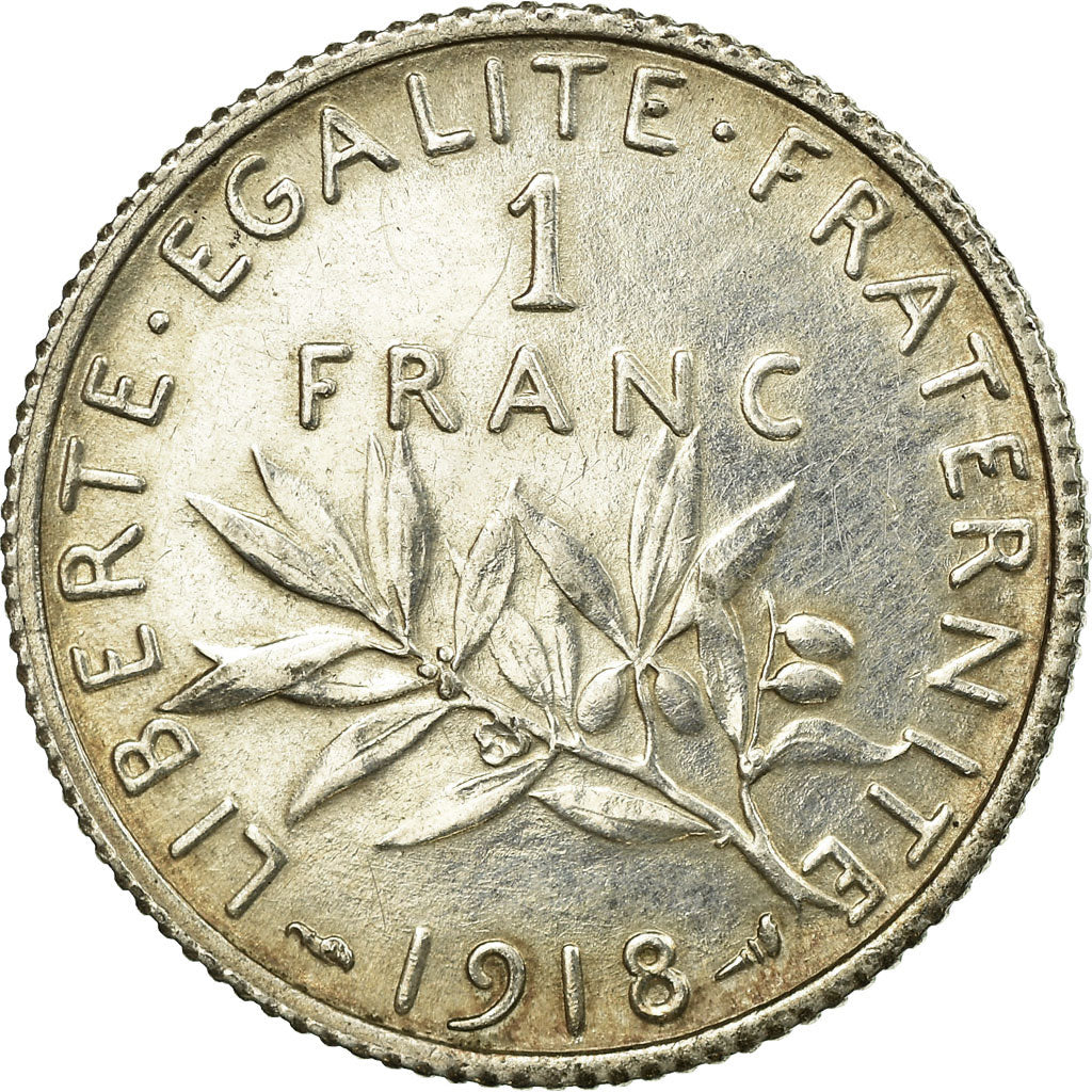 Coin, France, Semeuse, Franc, 1918, Paris, EF(40-45), Silver, KM:844.1