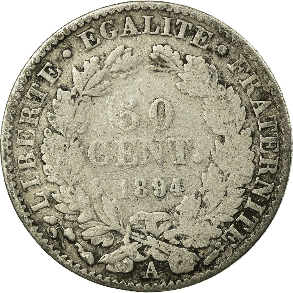 Monnaie, France, Cérès, 50 Centimes, 1894, Paris, TB, Argent, Gadoury:419a