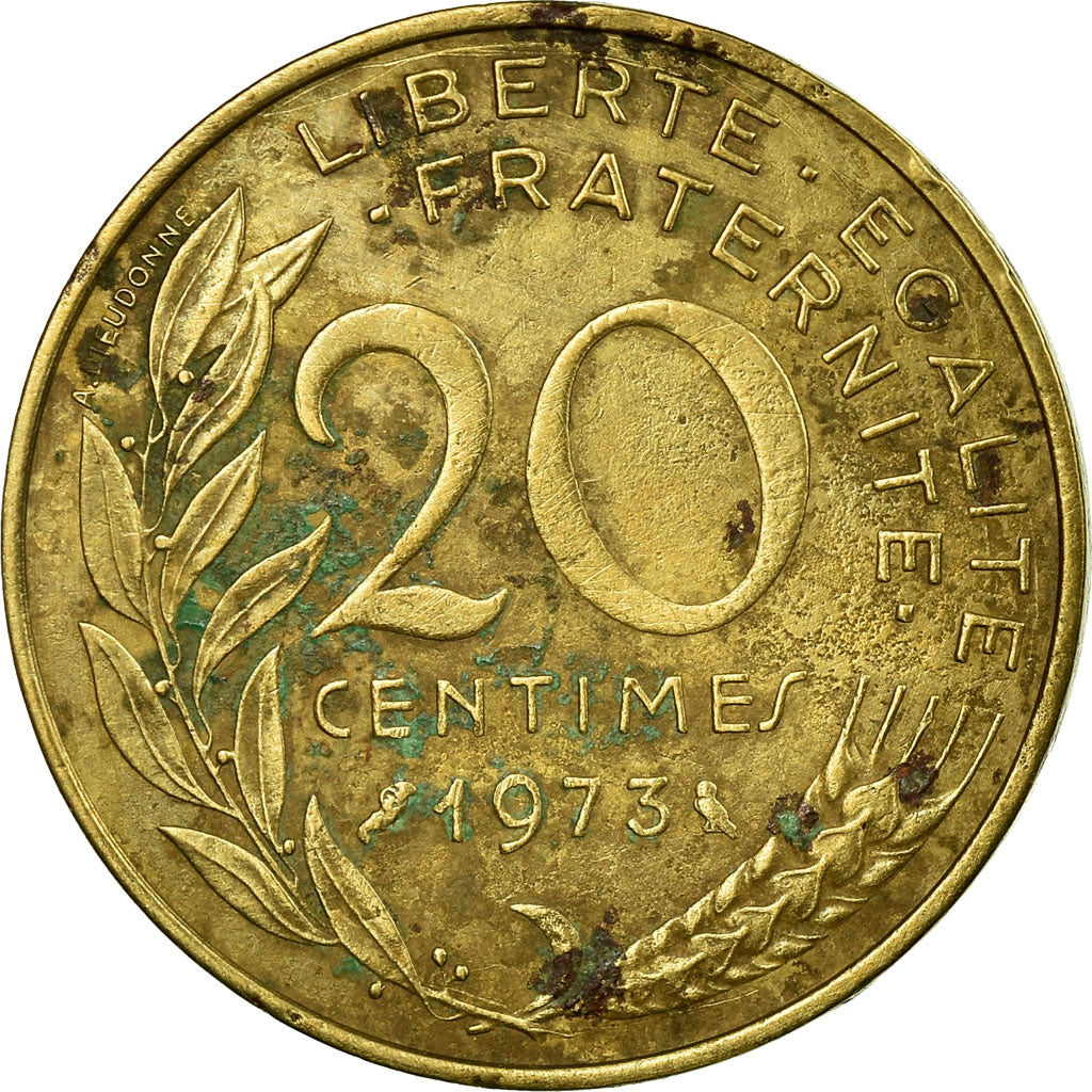 Coin, France, Marianne, 20 Centimes, 1973, Paris, VF(20-25), Aluminum-Bronze
