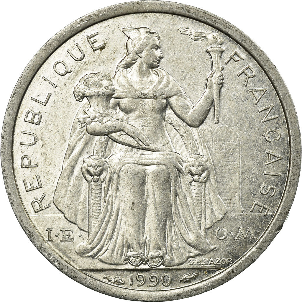 Coin, French Polynesia, Franc, 1990, Paris, EF(40-45), Aluminum, KM:11