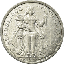 Coin, French Polynesia, Franc, 1990, Paris, EF(40-45), Aluminum, KM:11
