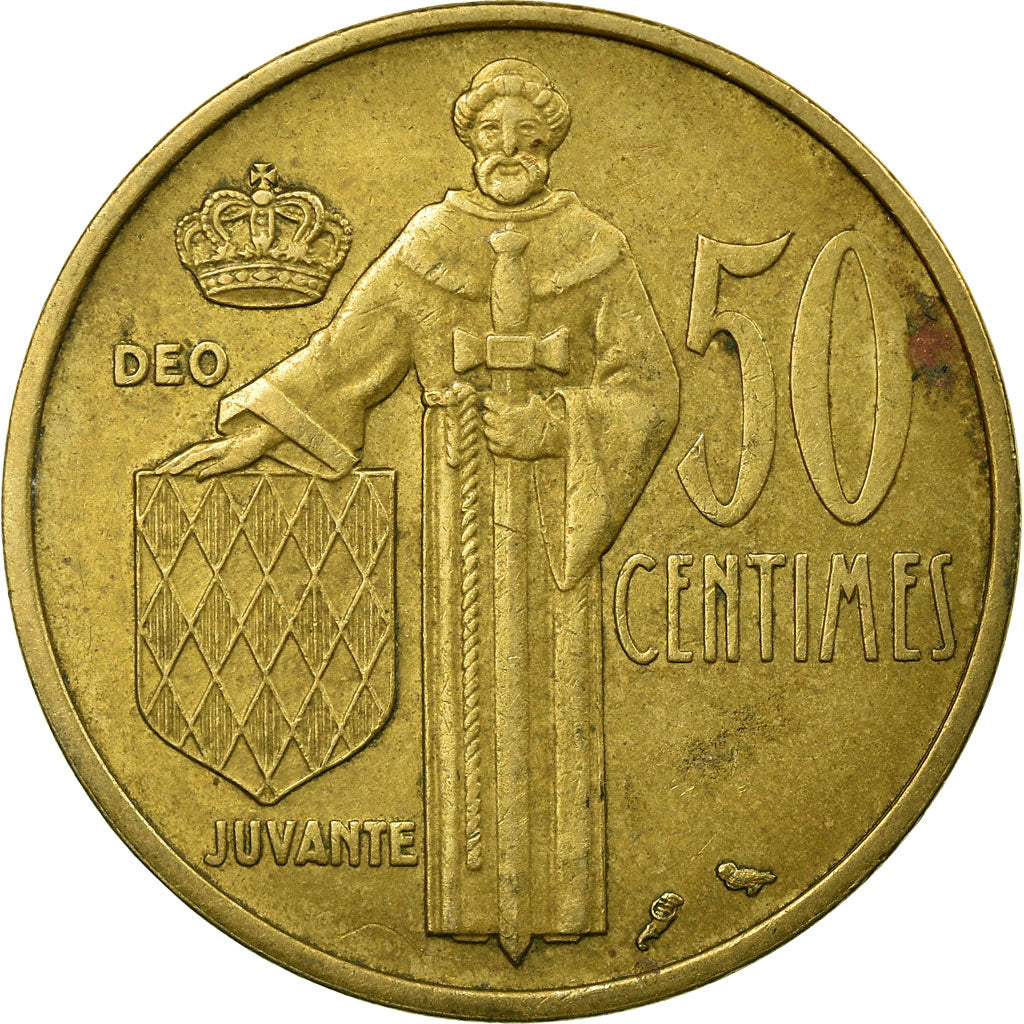 Coin, Monaco, Rainier III, 50 Centimes, 1962, EF(40-45), Aluminum-Bronze