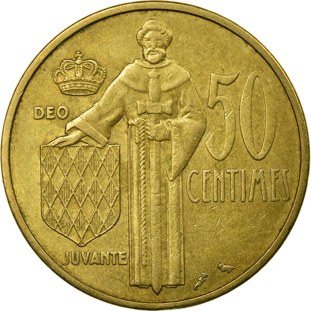 Coin, Monaco, Rainier III, 50 Centimes, 1962, EF(40-45), Aluminum-Bronze