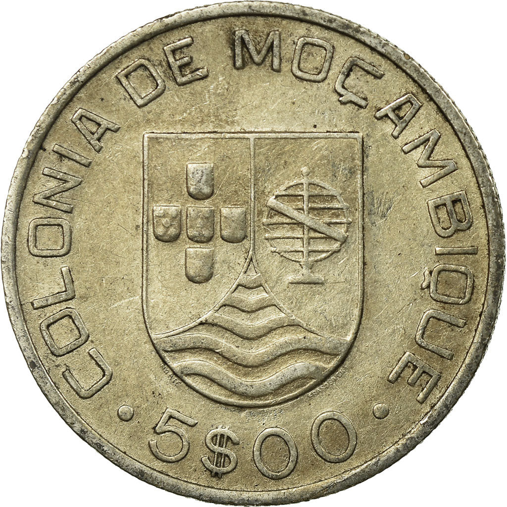 Moneta, Mozambico, 5 Escudos, 1935, MB, Argento, KM:62