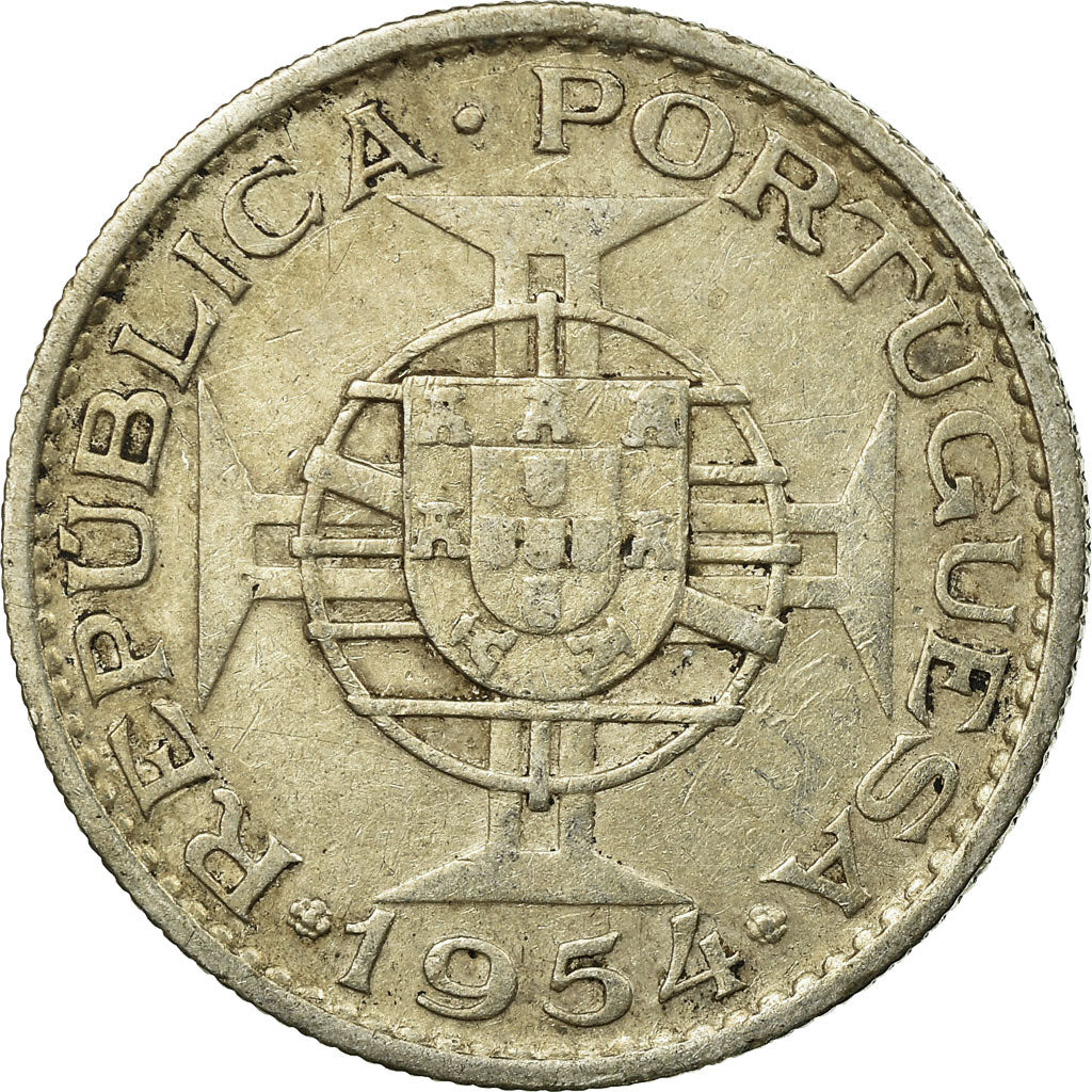 Moneta, Mozambico, 10 Escudos, 1954, MB+, Argento, KM:79