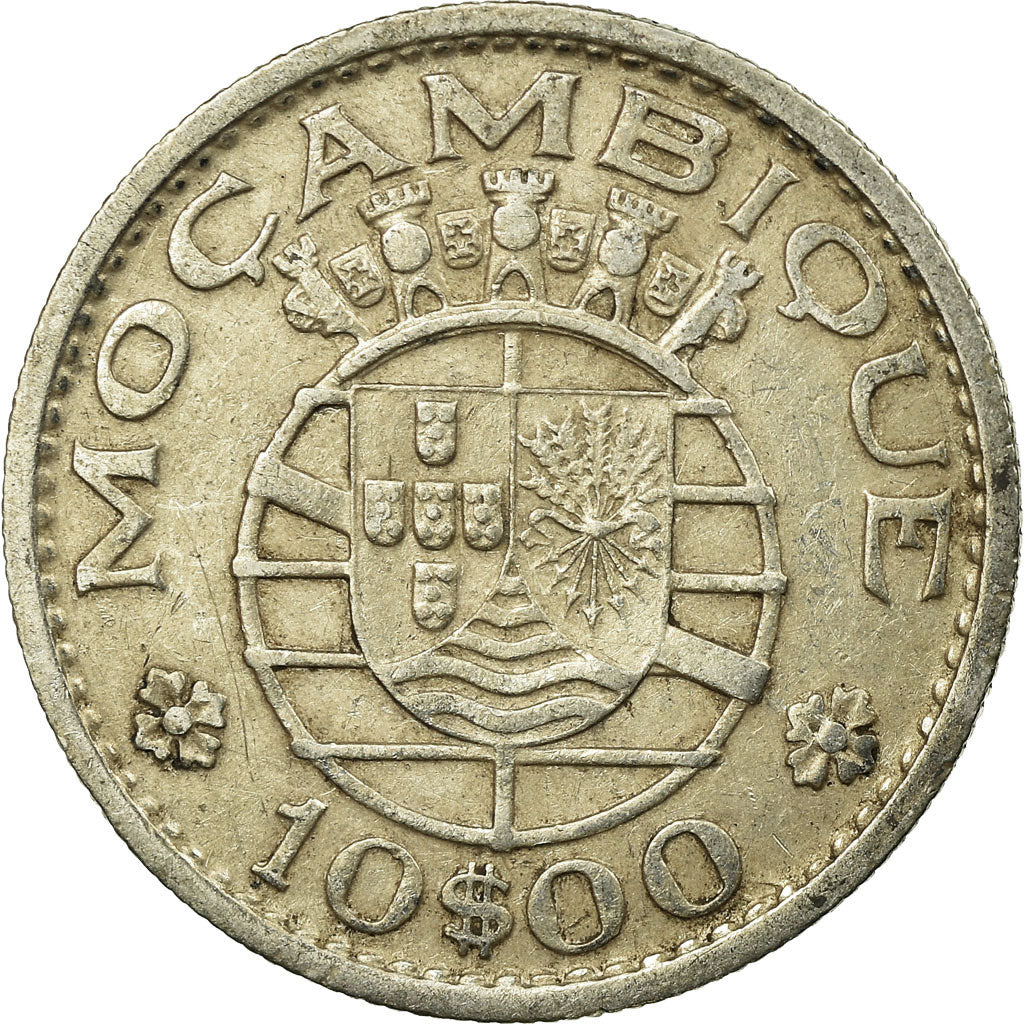 Moneta, Mozambico, 10 Escudos, 1954, MB+, Argento, KM:79