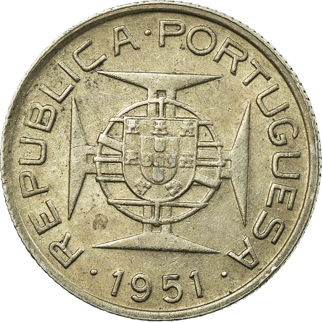 Coin, Mozambique, 2-1/2 Escudos, 1951, VF(30-35), Silver, KM:68