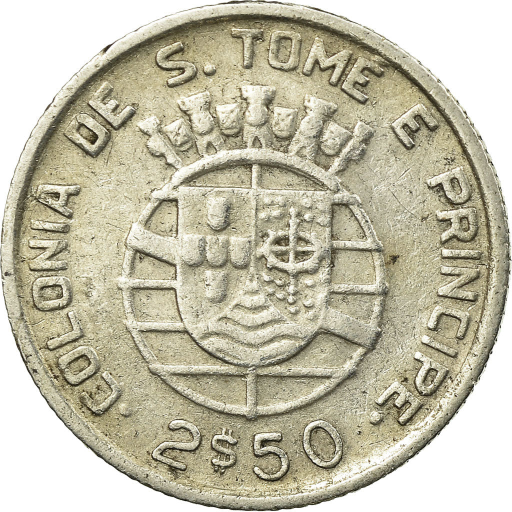 Coin, SAINT THOMAS & PRINCE ISLAND, 2-1/2 Escudos, 1939, EF(40-45), Silver, KM:5