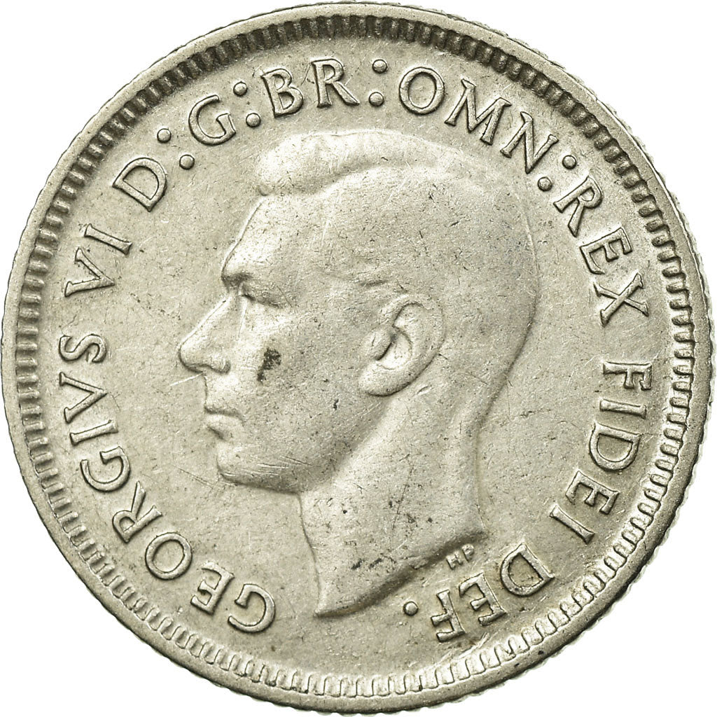 Moneda, Australia, George VI, Sixpence, 1952, MBC, Plata, KM:45