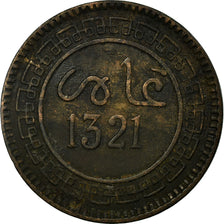 Coin, Morocco, 'Abd al-Aziz, 5 Mazunas, 1903, Paris, VF(30-35), Bronze, KM:16.3