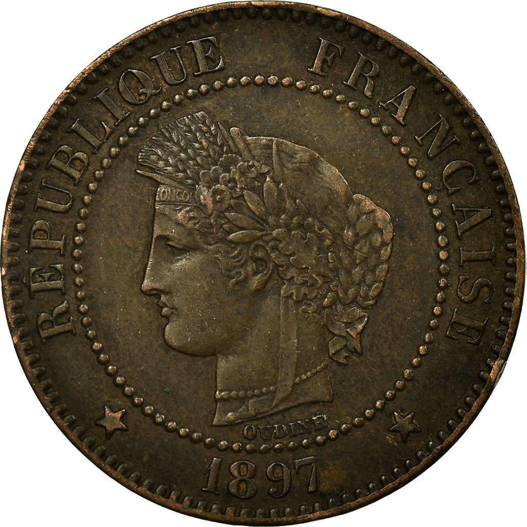 Monnaie, France, Cérès, 2 Centimes, 1897, Paris, TB+, Bronze, Gadoury:105