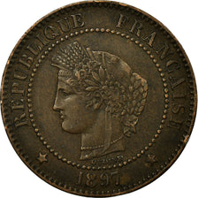 Monnaie, France, Cérès, 2 Centimes, 1897, Paris, TB+, Bronze, Gadoury:105