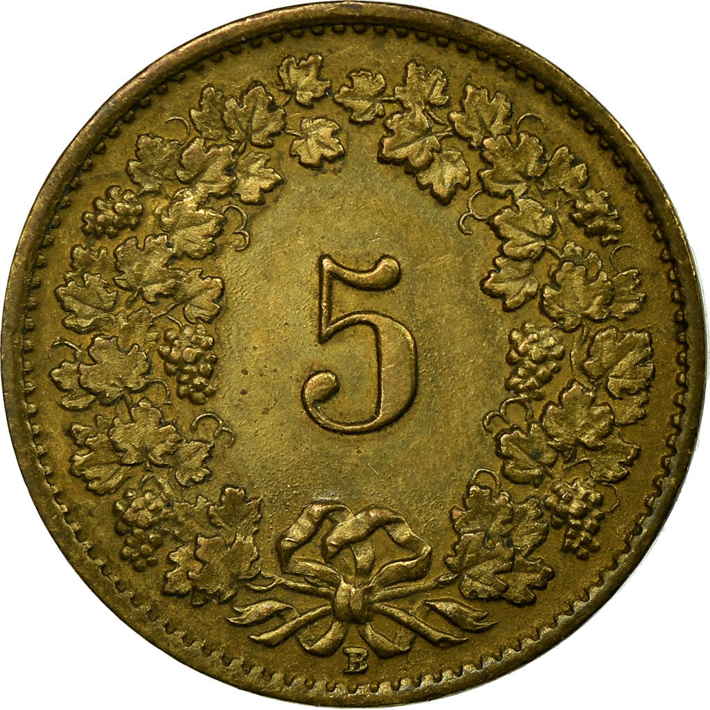 Coin, Switzerland, 5 Rappen, 1918, Bern, EF(40-45), Brass, KM:26a