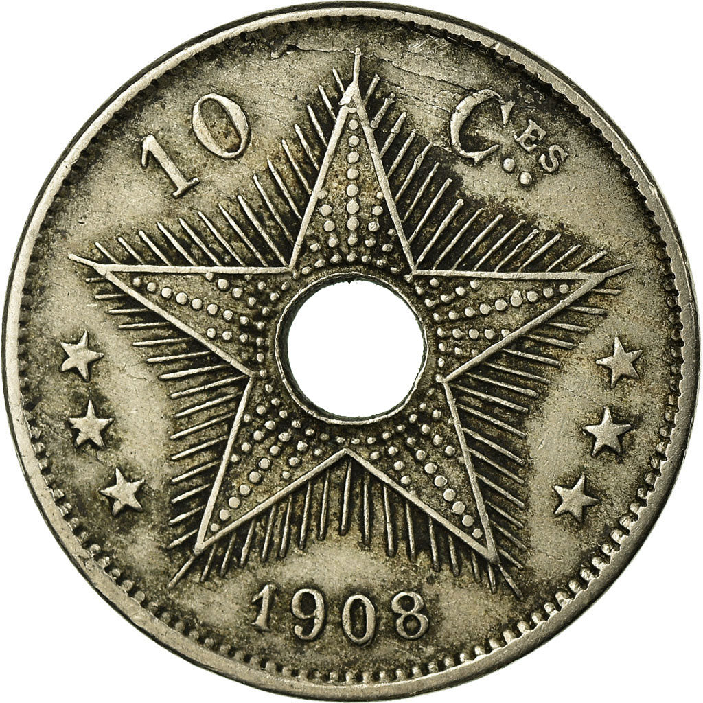 Moneta, Stato Libero del Congo, Leopold II, 10 Centimes, 1908, MB+, Rame-nichel