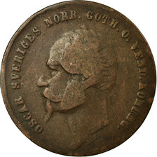 Coin, Sweden, Oscar I, 2 Öre, 1858, VF(30-35), Bronze, KM:688