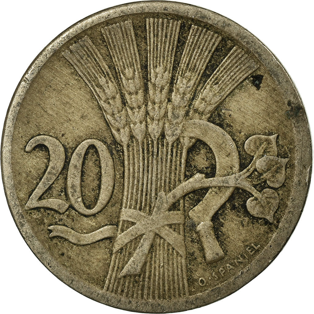 Coin, Czechoslovakia, 20 Haleru, 1926, VF(30-35), Copper-nickel, KM:1