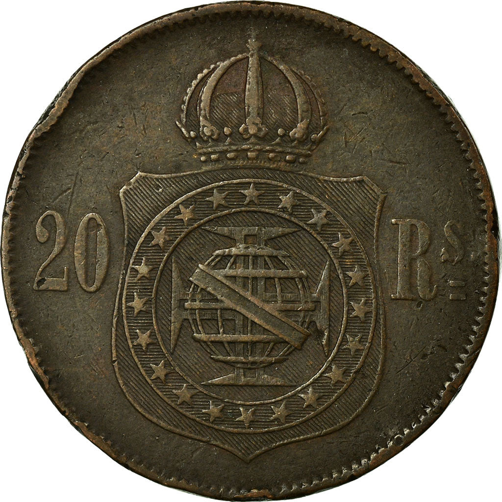 Coin, Brazil, Pedro II, 20 Reis, 1869, VF(30-35), Bronze, KM:474