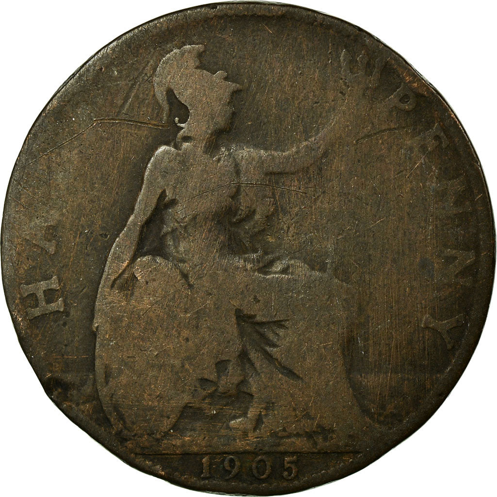 Monnaie, Grande-Bretagne, Edward VII, 1/2 Penny, 1905, TB, Bronze, KM:793.2