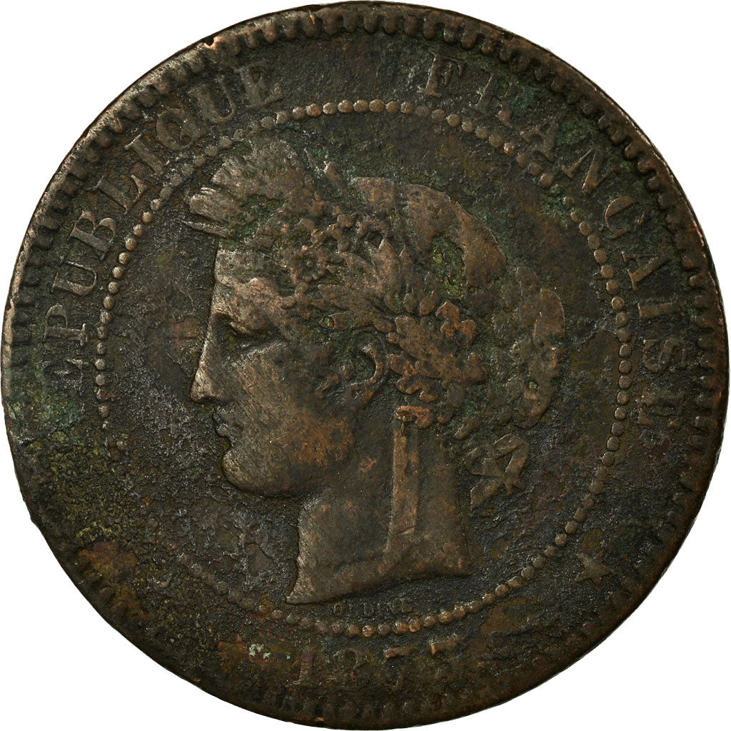 Monnaie, France, Cérès, 10 Centimes, 1873, Bordeaux, TB+, Bronze