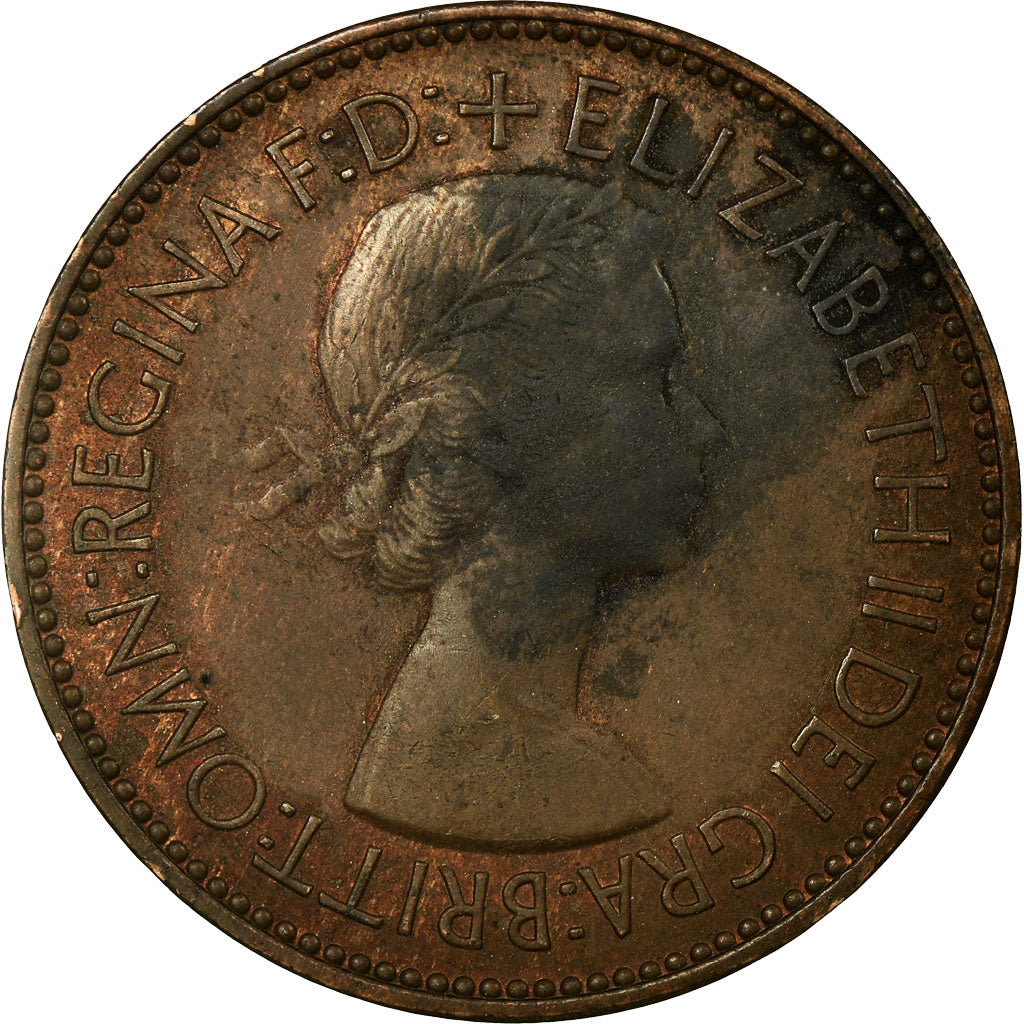 Coin, Great Britain, Elizabeth II, 1/2 Penny, 1953, VF(20-25), Bronze, KM:882