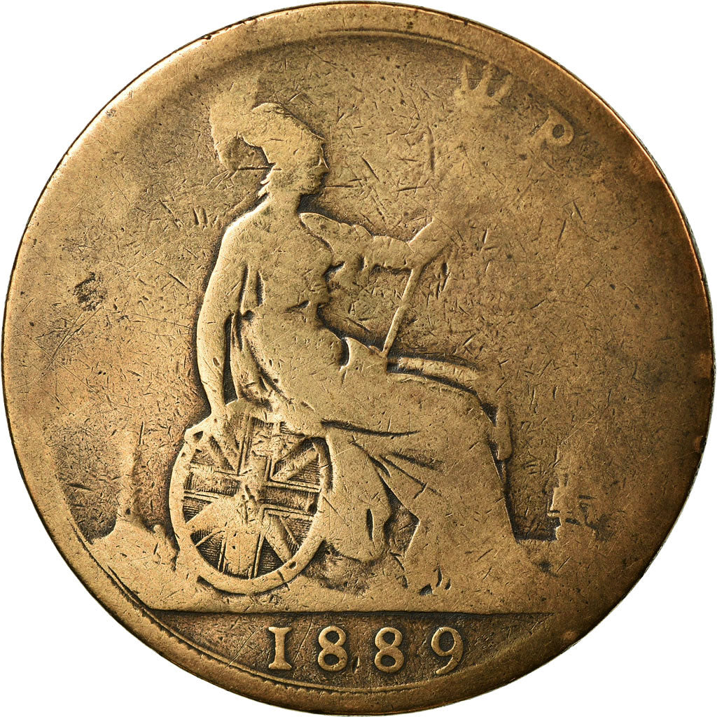 Moneda, Gran Bretaña, Victoria, Penny, 1889, BC+, Bronce, KM:755