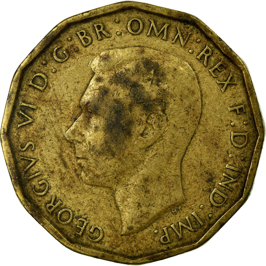 Monnaie, Grande-Bretagne, George VI, 3 Pence, 1945, TB, Nickel-brass, KM:849