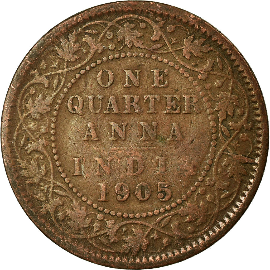Moneta, INDIA - BRITANNICA, Edward VII, 1/4 Anna, 1905, Calcutta, MB+, Rame